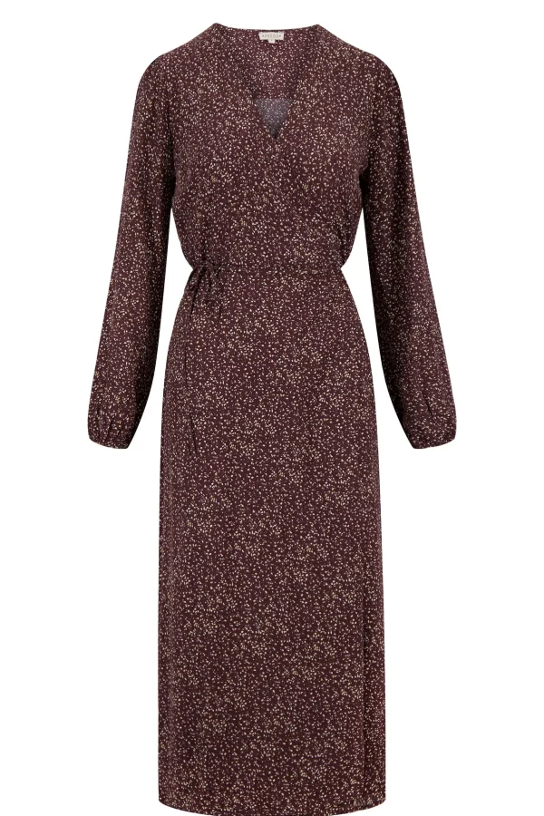 Hot wikkeljurk met print chocoladebruin Jurkjes & Rokken